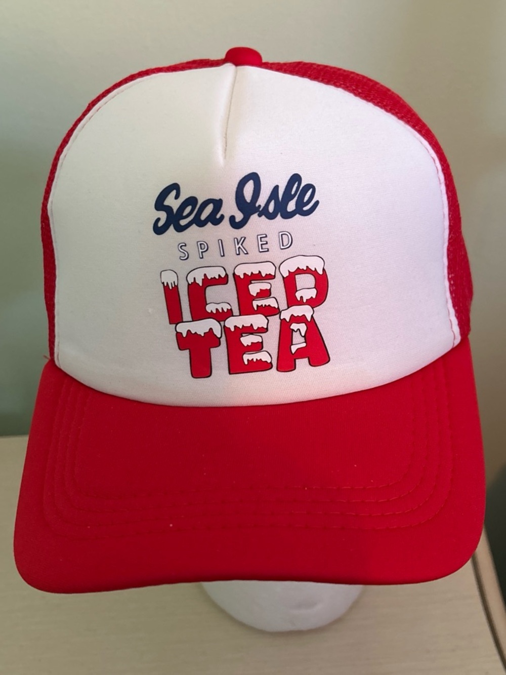 Sea Isle Spiked Iced Tea Red Trucker SnapBack Mesh Hat